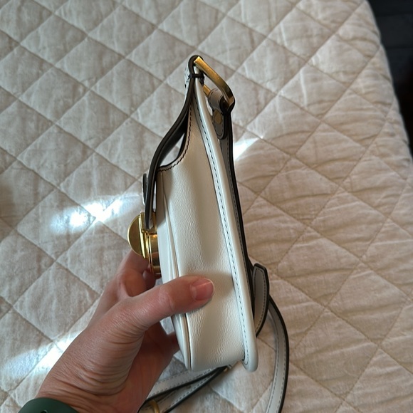 Tory Burch Crossbody James Leather Phone Bag -- Ivory with Gold Hardware - Picture 11 of 12